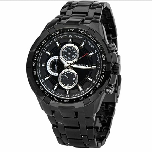 Other - Black men black metal curren water prof watch